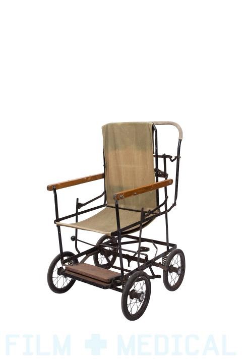 Period khaki fabric wheelchair